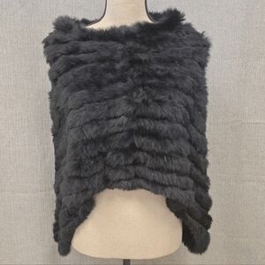 Beautiful Accessory Street Real Rabbit Fur Poncho Cape